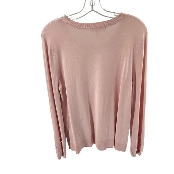 EMALINE pearl beaded pink blush lightweight sweater large EUC - Picture 2 of 10